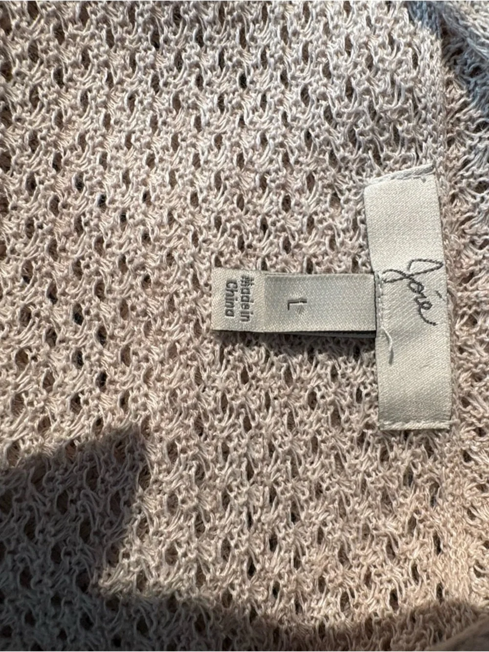 Joie Open-Front Cream Basketweave Knit Cardigan with Front Pockets L - Picture 9 of 10